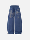 Rhinestone-Letter Baggy Sweatpants