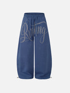 Rhinestone-Letter Baggy Sweatpants