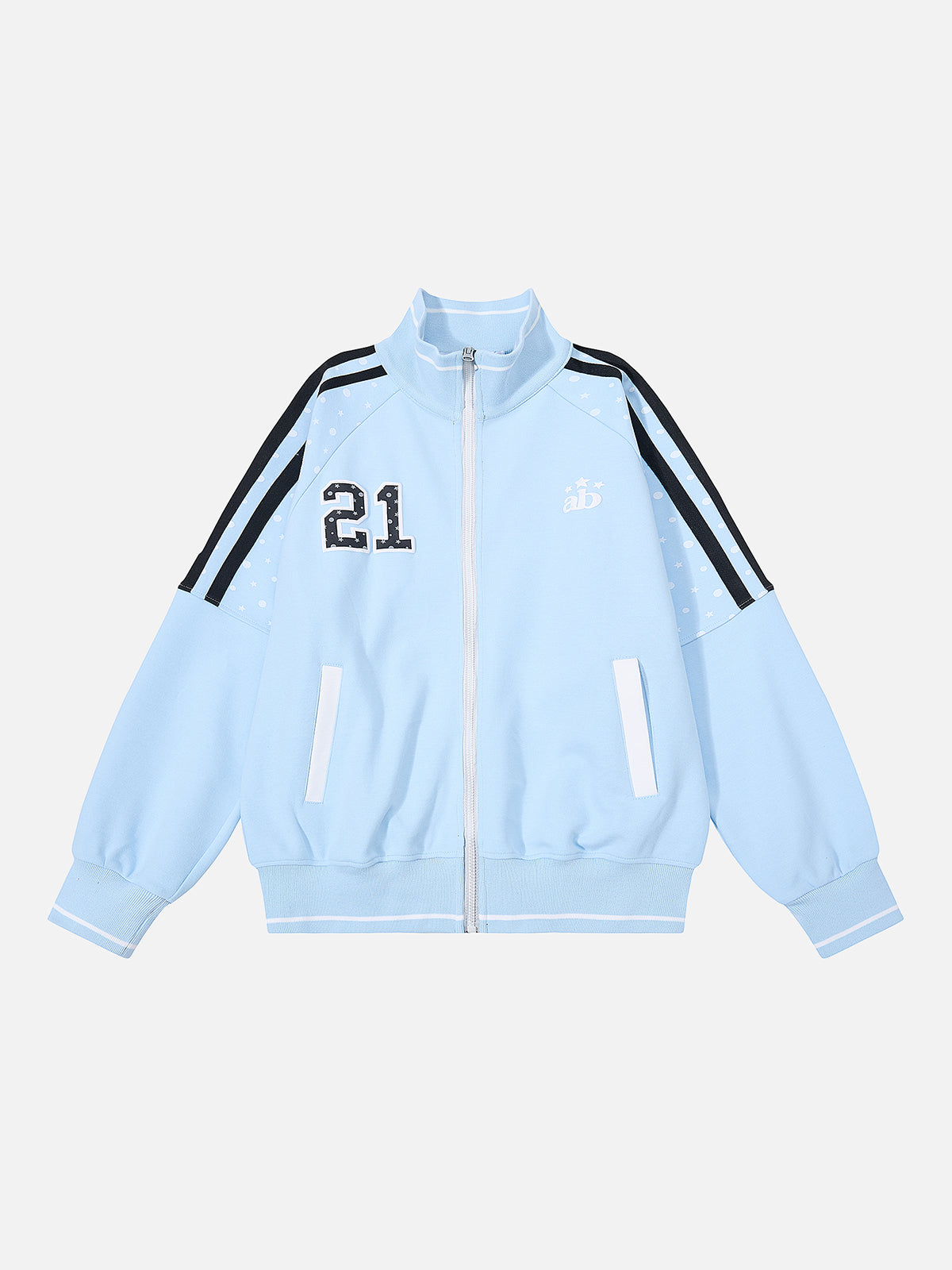 Star-Print Striped-Trim Oversized Track Jacket