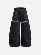 Studded Letter-Graphic Baggy Sweatpants