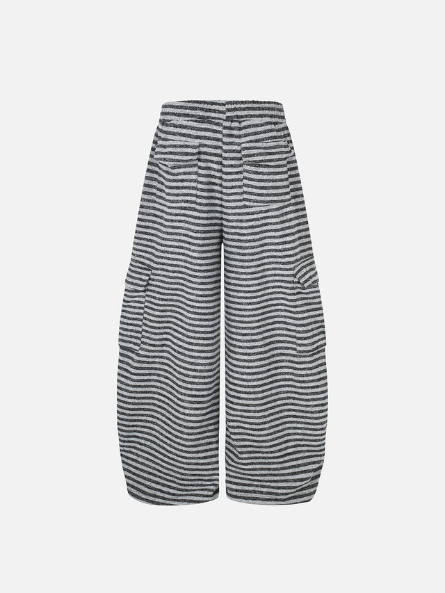 Rhinestone Union Jack Striped Fleece Baggy Cargo Pants