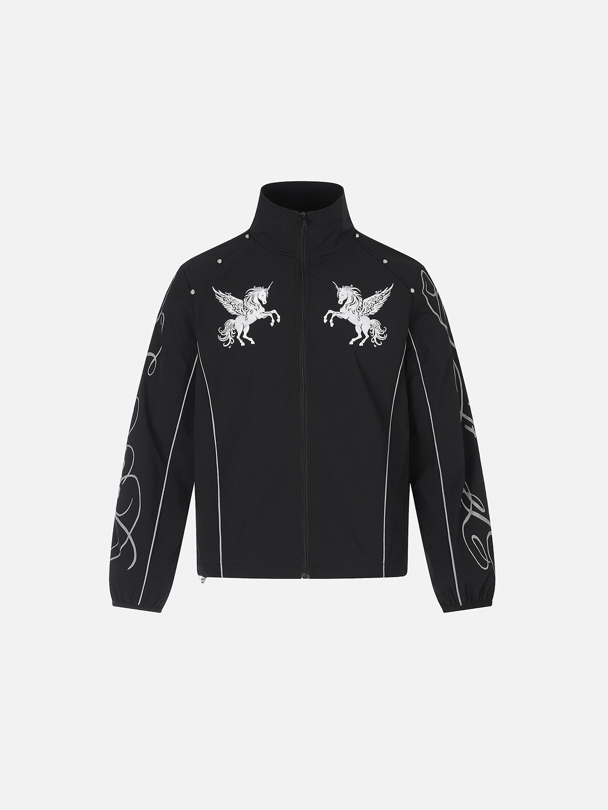 Pegasus-Embroidered Number-Print Oversized Track Jacket