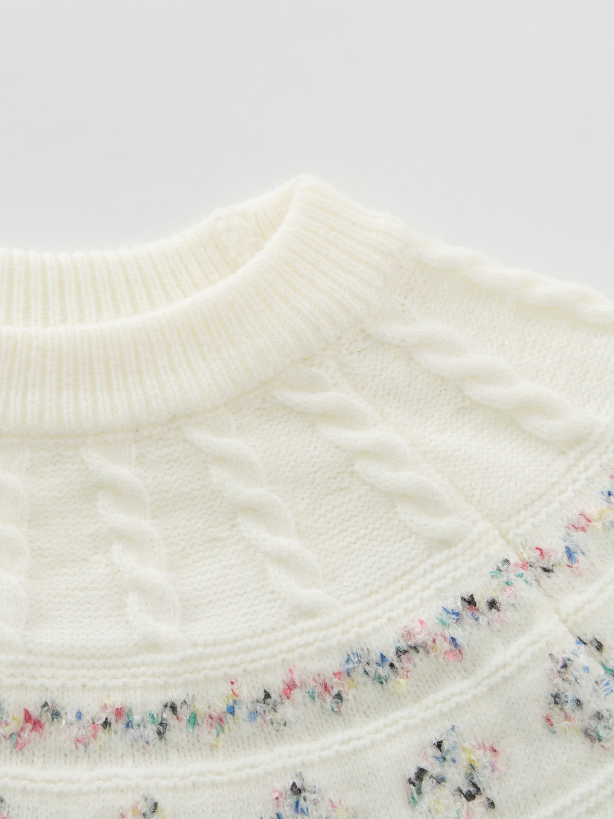 Cable-Knit Fair Isle Yoke Regular Pullover Sweater