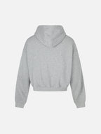 Rhinestone Bow-Graphic Boxy Zip-Up Hoodie