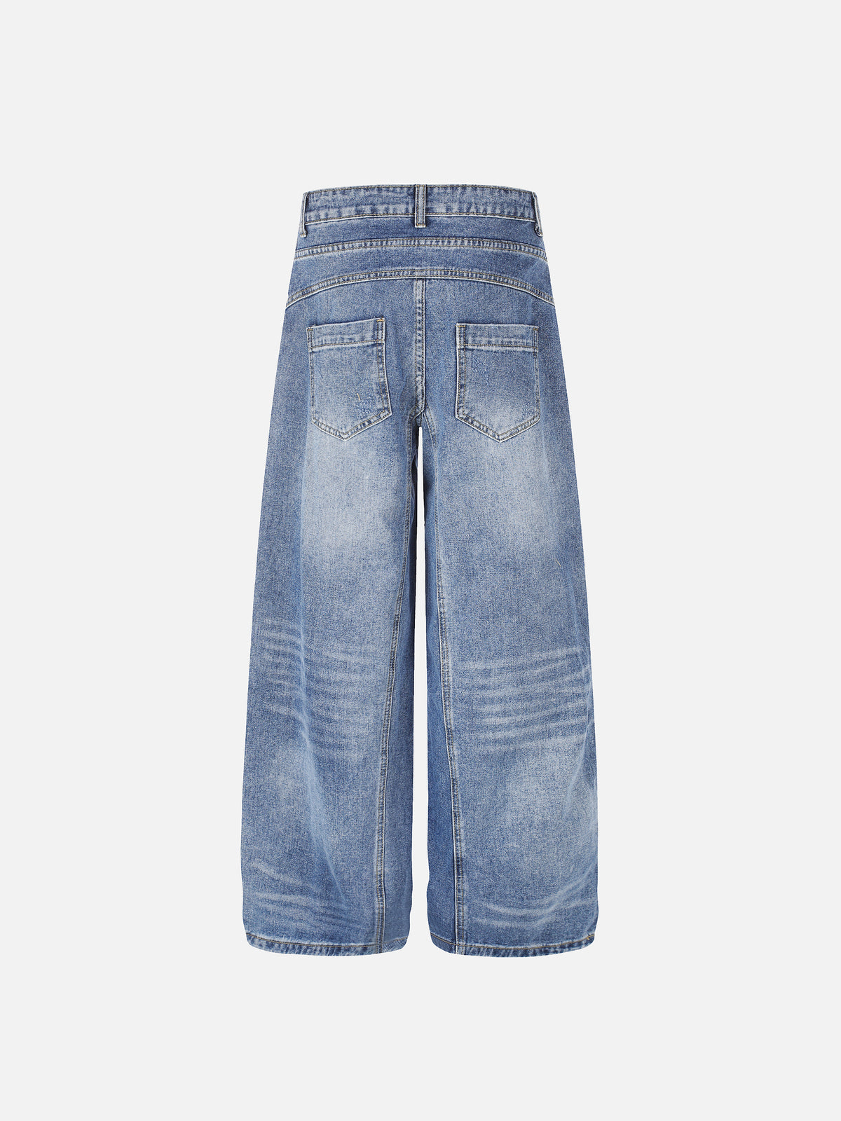 Double-Waist Contrast-Panelled Baggy Jeans