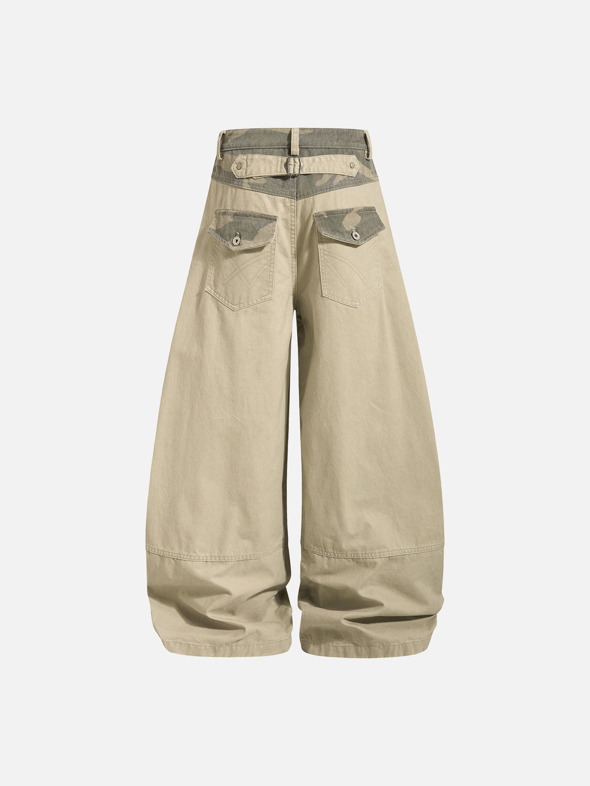 Camo-Paneled Cinch-Back Baggy Workwear Pants