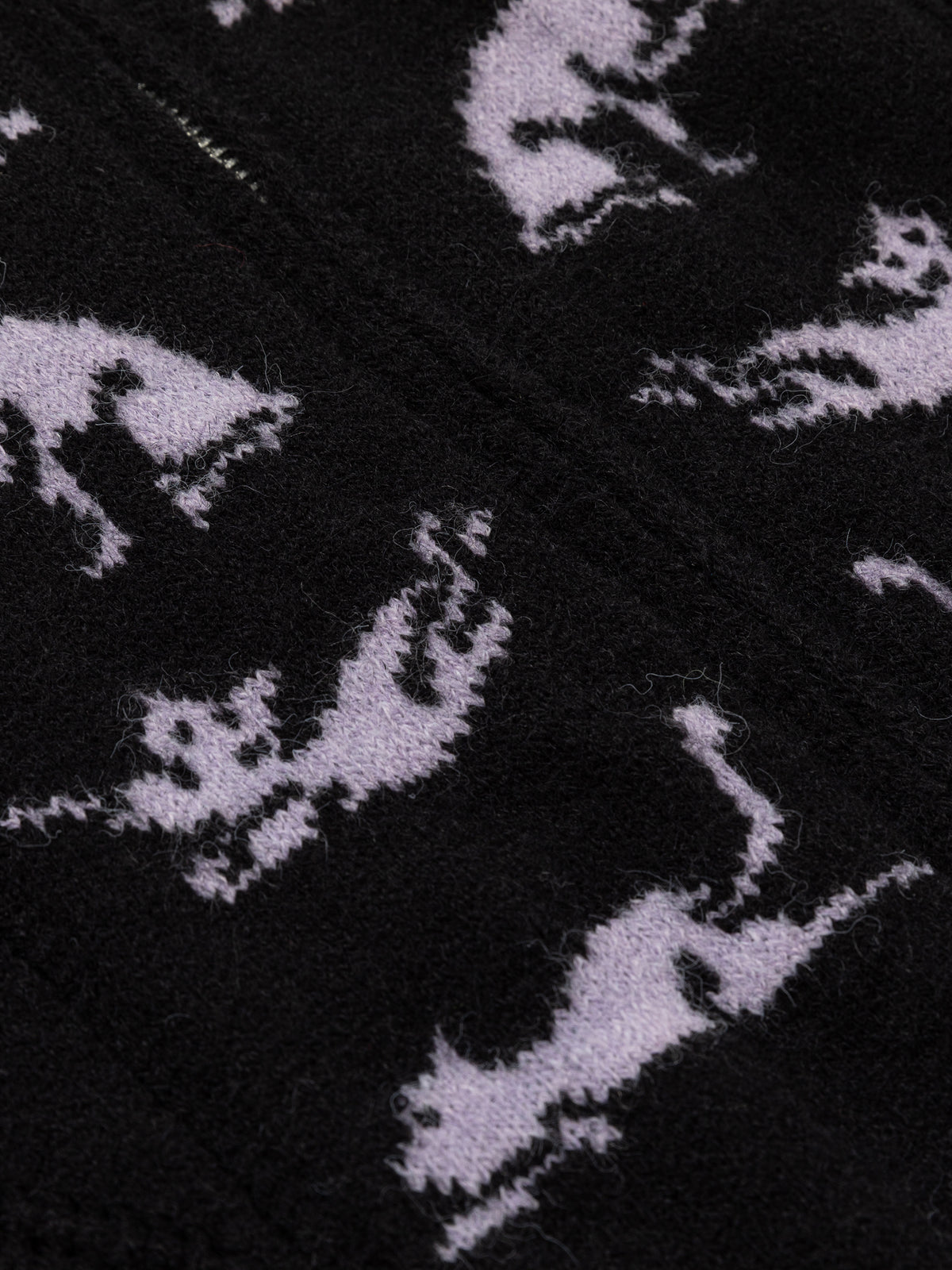 Cat-Jacquard Open-Knit Slim Zip Cardigan