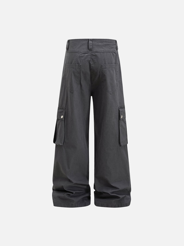 Lace-Up Detail Flap Cargo Baggy Pants