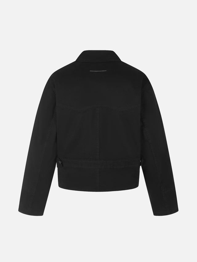 Belted Asymmetrical-Zip Boxy Biker Jacket
