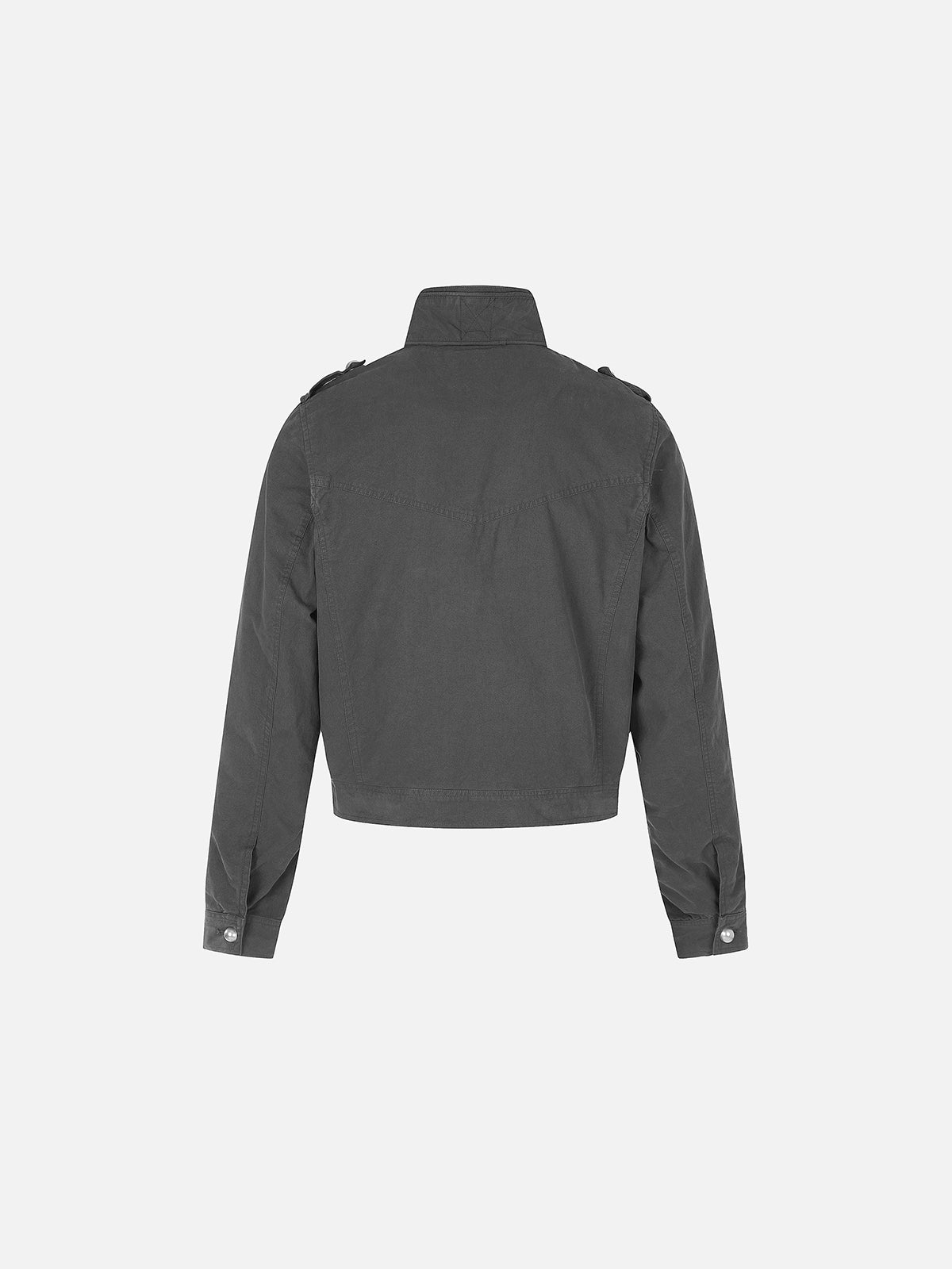 Military Double-Breasted Button-Panel Boxy Cotton Jacket