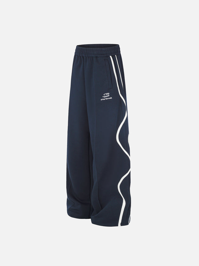 Wavy-Piped Embroidered Baggy Track Pants