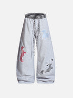 Gingham Dog Applique Baggy Sweatpants