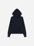 Horn-Button Hooded Boxy Knit Cardigan