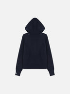 Horn-Button Hooded Boxy Knit Cardigan