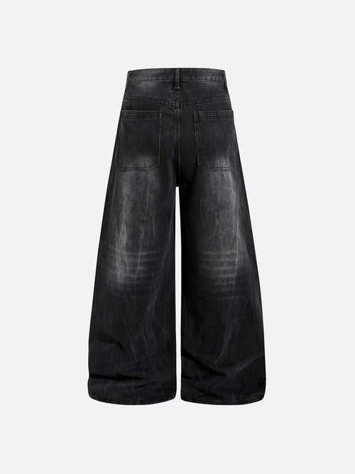 All-Over Studded Washed Baggy Jeans
