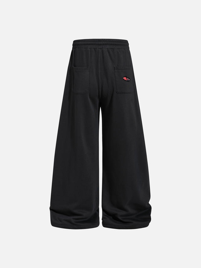 Plaid Underlay Slashed Distressed Baggy Barrel Sweatpants