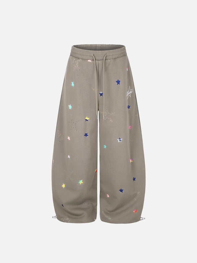 Multi-Star Print Graphic Baggy Balloon Sweatpants