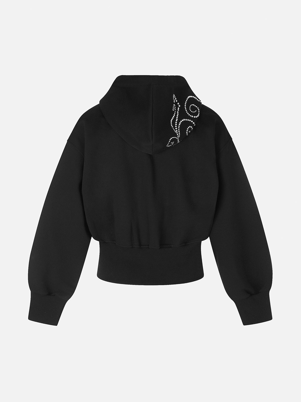 Rhinestone Tribal Butterfly Corset-Hem Boxy Zip Hoodie
