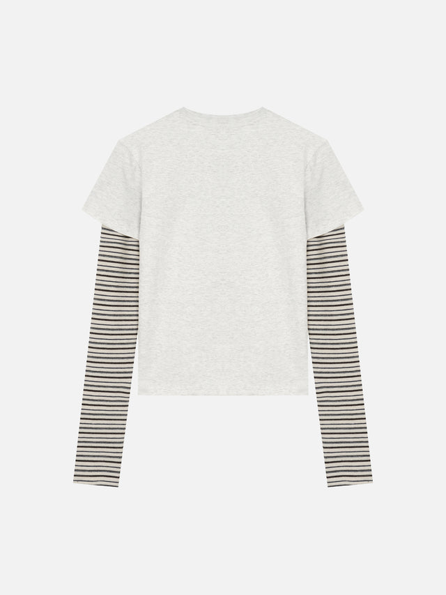 Retro Graphic Layered-Sleeve Boxy T-Shirt