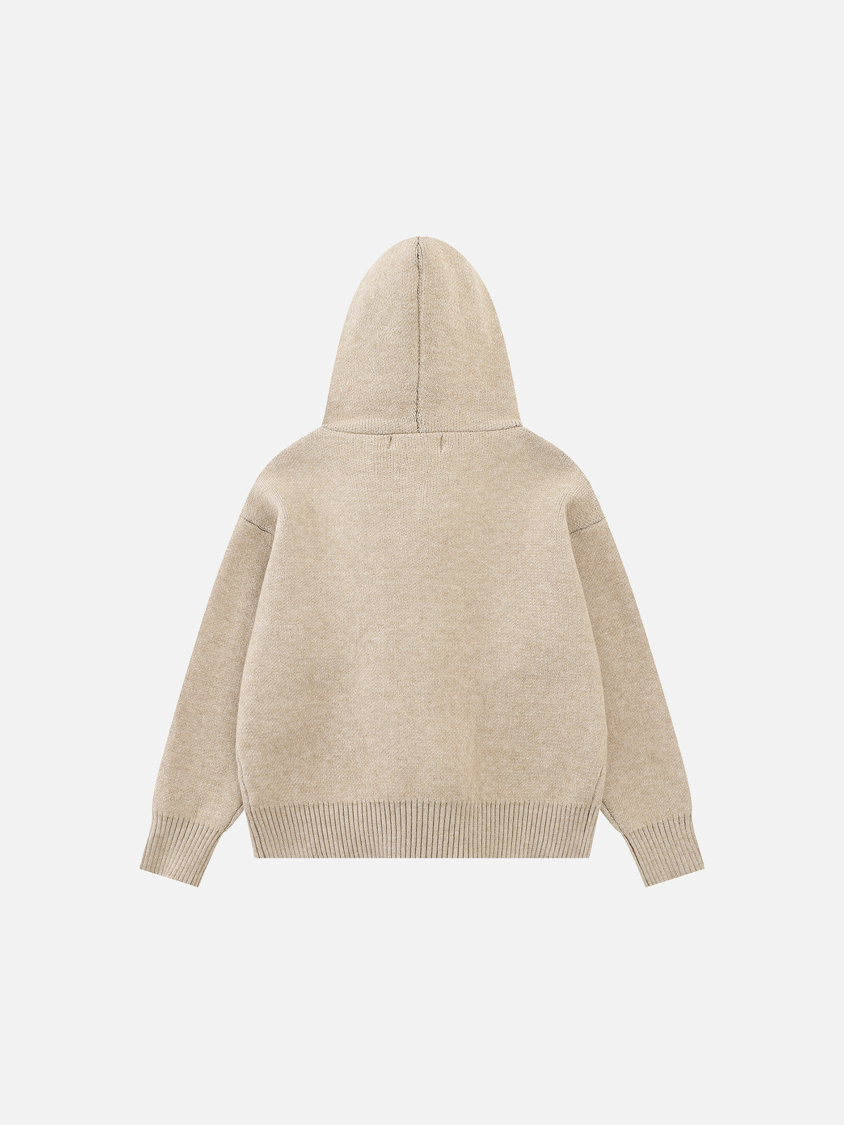 Faux-Fur-Trim Star-Jacquard Oversized Hooded Knit Cardigan