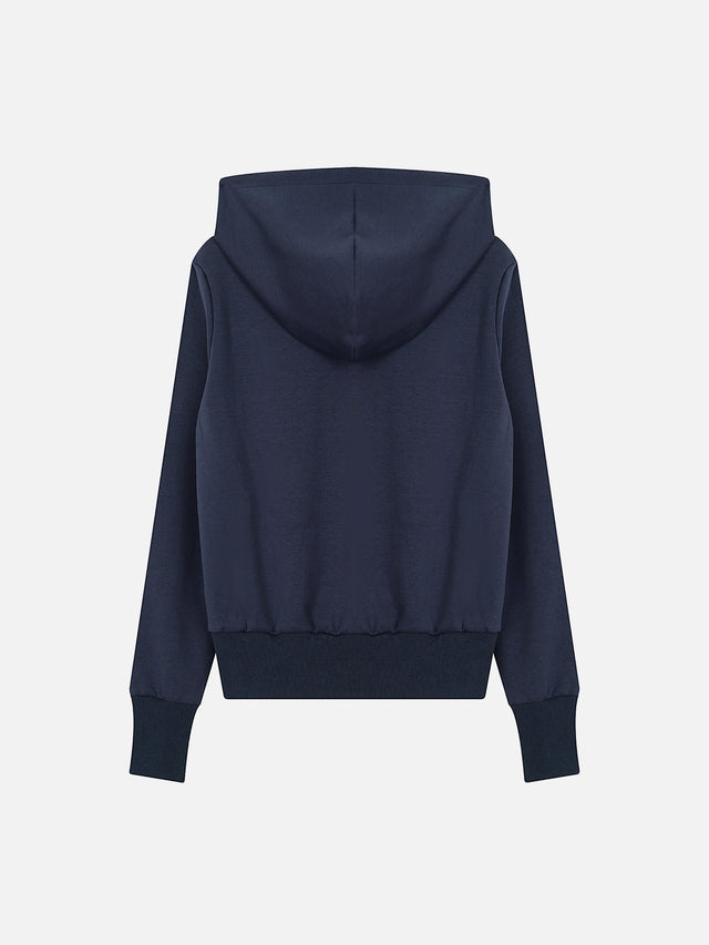 Tribal Ribcage Graphic Print Zip-Up Boxy Hoodie