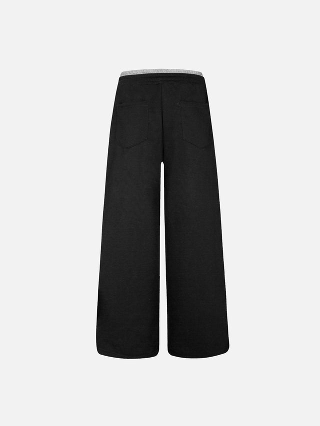 Double-Waistband Military Buttoned Straight-Leg Sweatpants