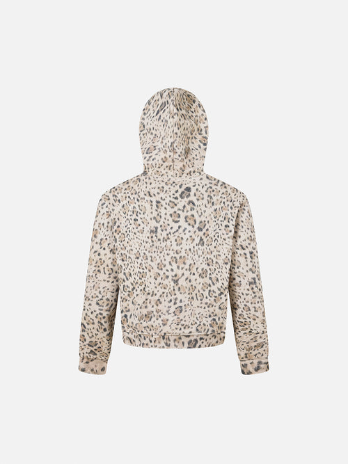 All-Over Leopard Print Boxy Zip Hoodie