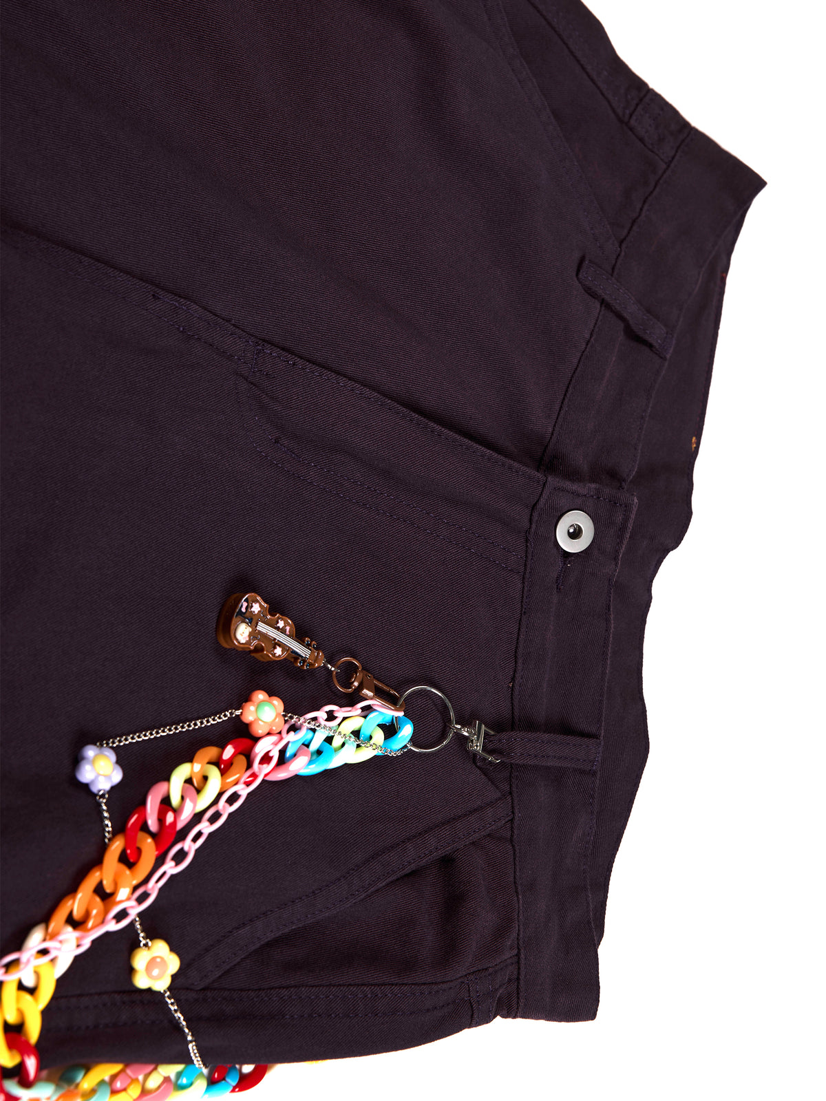 Chain-Detail Cargo Baggy Pants