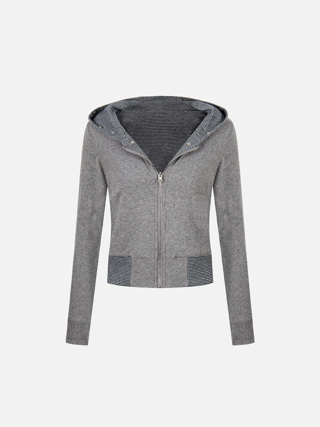 Reversible Striped Studded Slim Zip-Up Hoodie