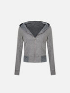 Reversible Striped Studded Slim Zip-Up Hoodie