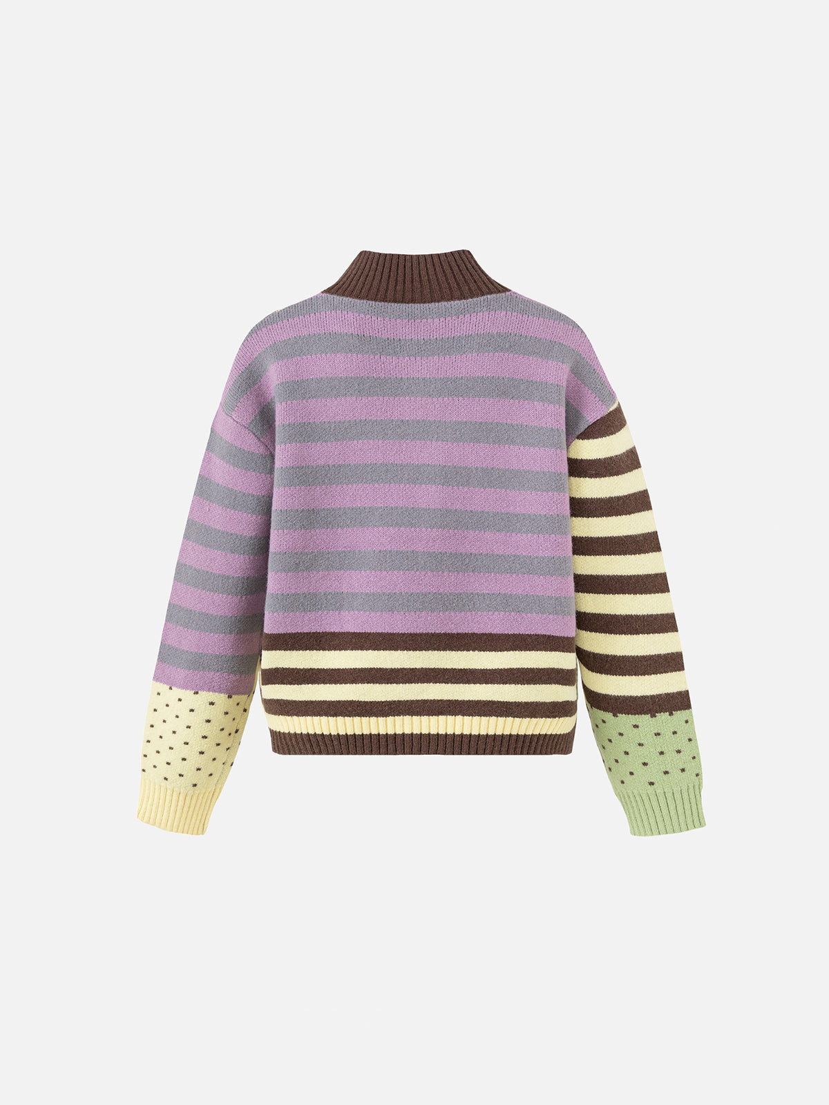 Color-Block Striped Knit Boxy Cardigan