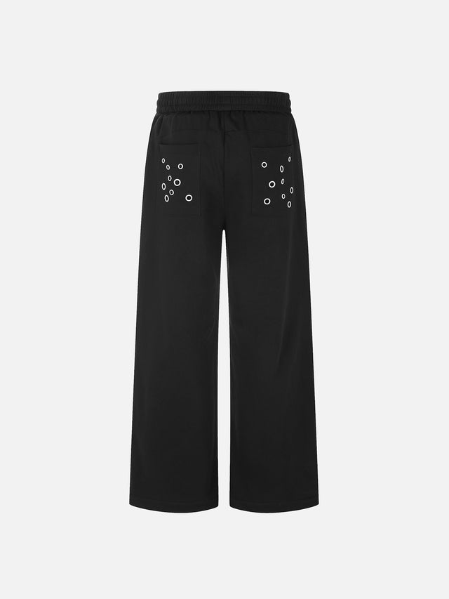 Eyelet-Embellished Straight-Leg Sweatpants