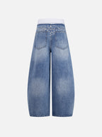 Scroll-Embroidered Baggy Jeans