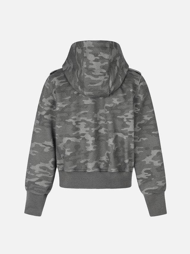 Star-Shaped Studded Boxy Zip-Up hoodie