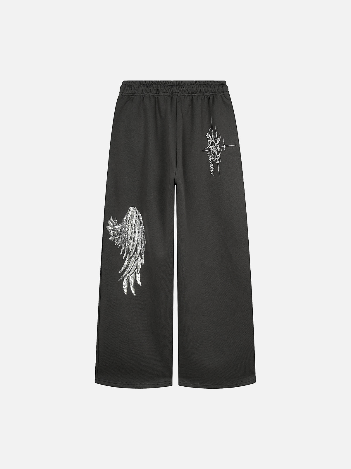 Sequin Angel-Wing Graphic Straight Sweatpants