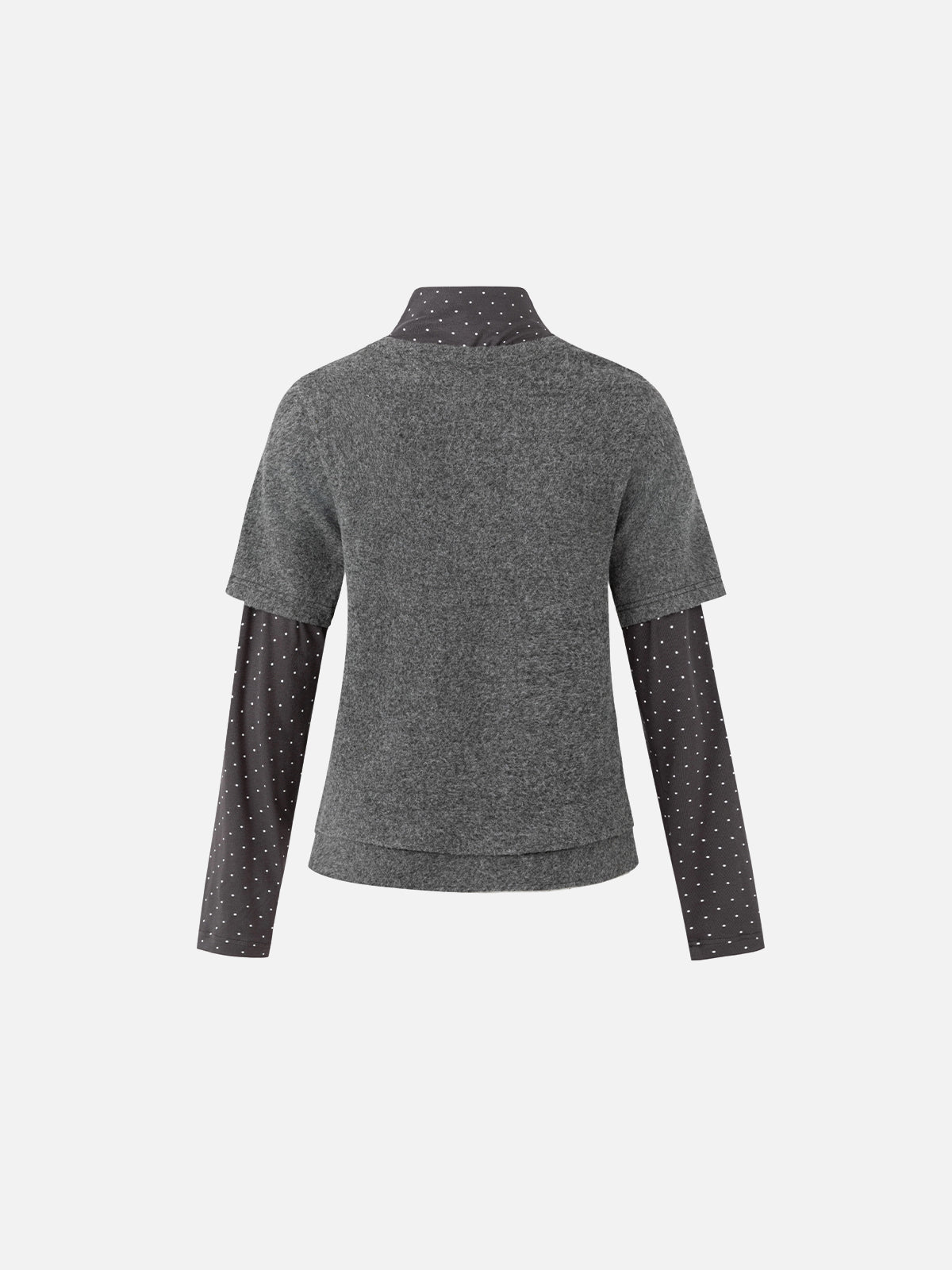 Polka-Dot Layered Bow-Accented Slim Top