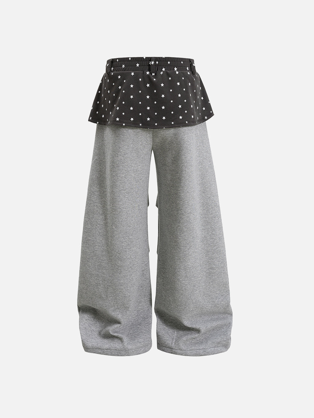 Star-Print Skirt-Overlay Baggy Sweatpants