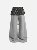 Star-Print Skirt-Overlay Baggy Sweatpants