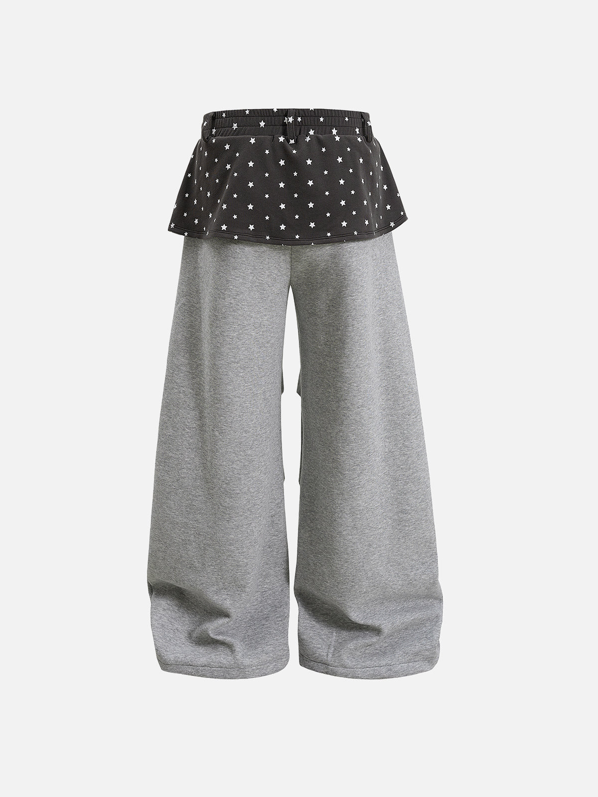 Star-Print Skirt-Overlay Baggy Sweatpants