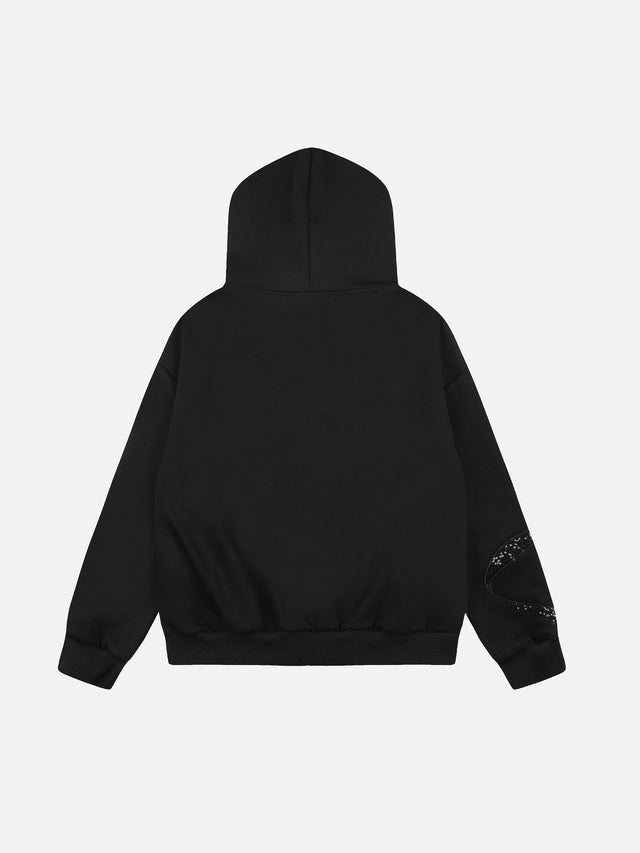Sequin-Bow Oversize Zip-Up Hoodie