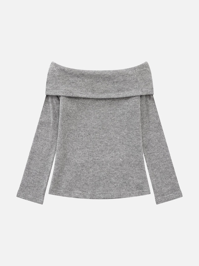 Wool-Blend Braided-Trim Off-Shoulder Slim-Fit Sweater