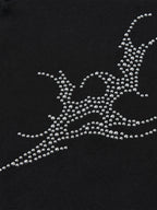 Rhinestone-Graphic Half-Zip Slim-Fit Mock-Neck Top