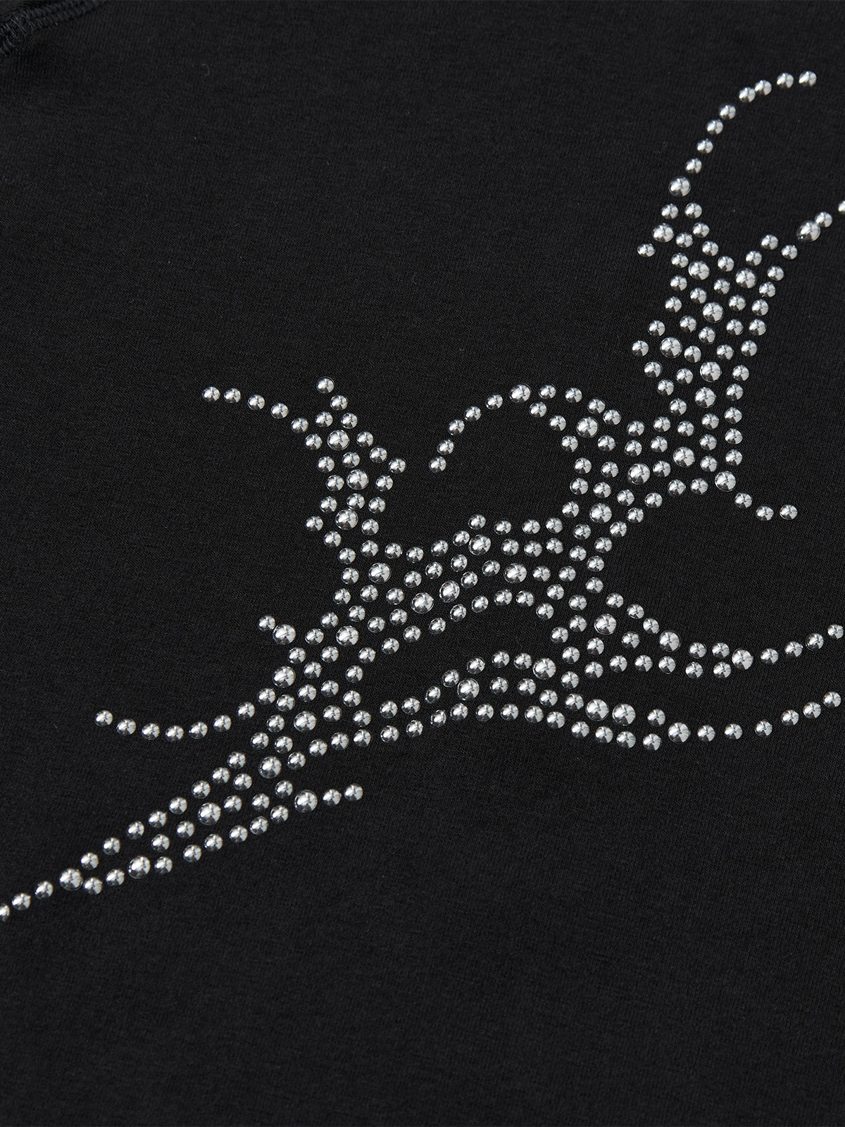 Rhinestone-Graphic Half-Zip Slim-Fit Mock-Neck Top
