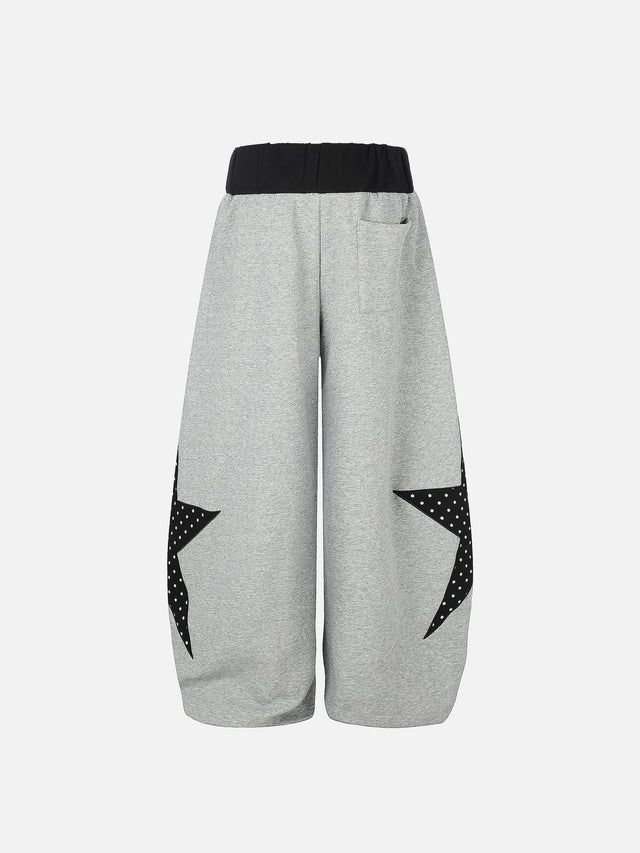 Polka-Dot Star-Appliqué Baggy Sweatpants