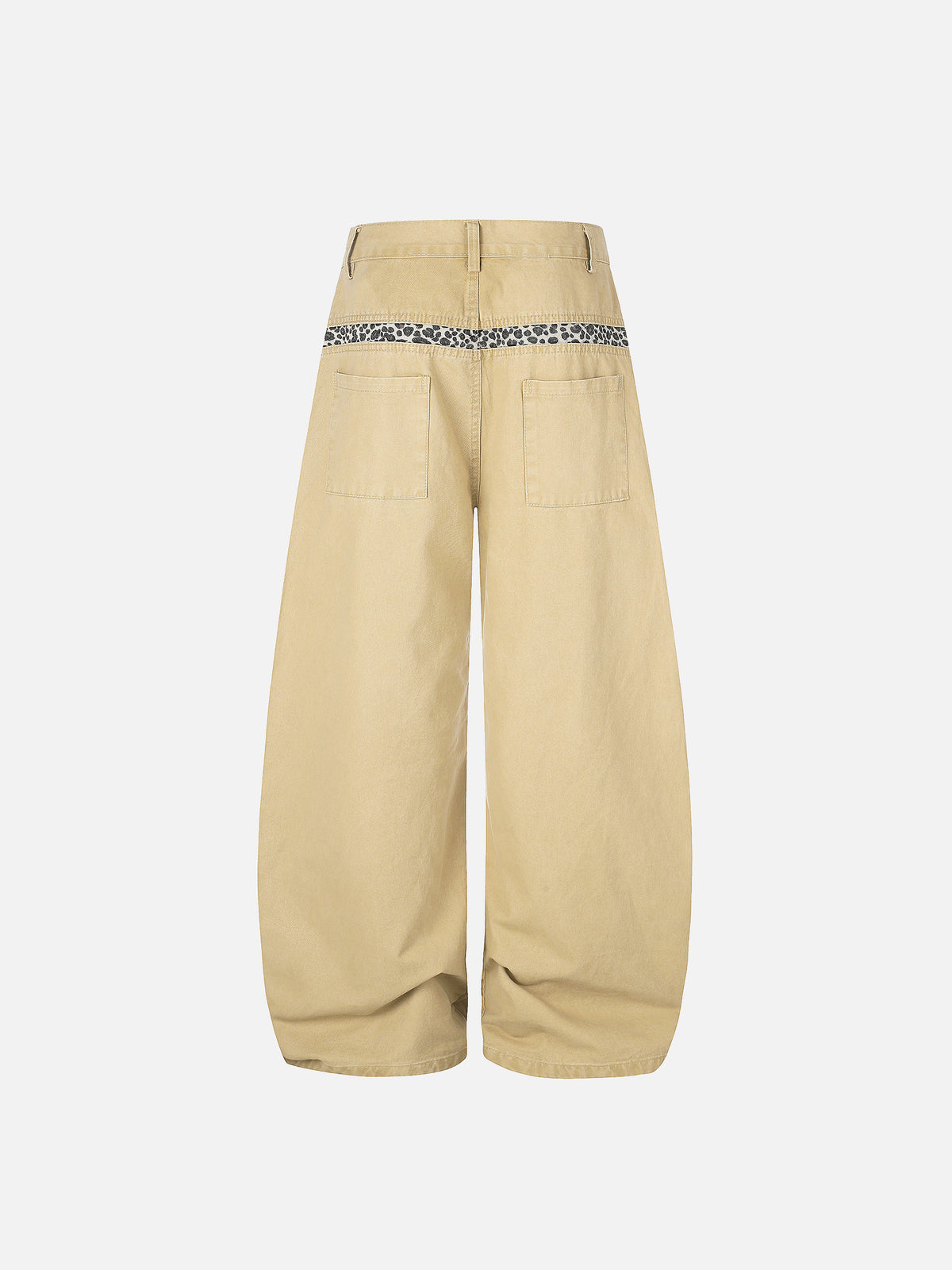 Leopard Print Patchwork Washed Baggy Jeans
