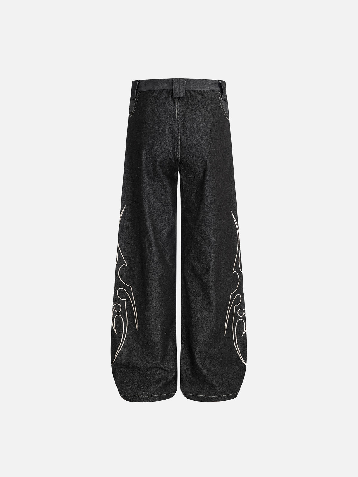 Tribal Embroidered Contrast-Stitch Baggy Barrel Jeans