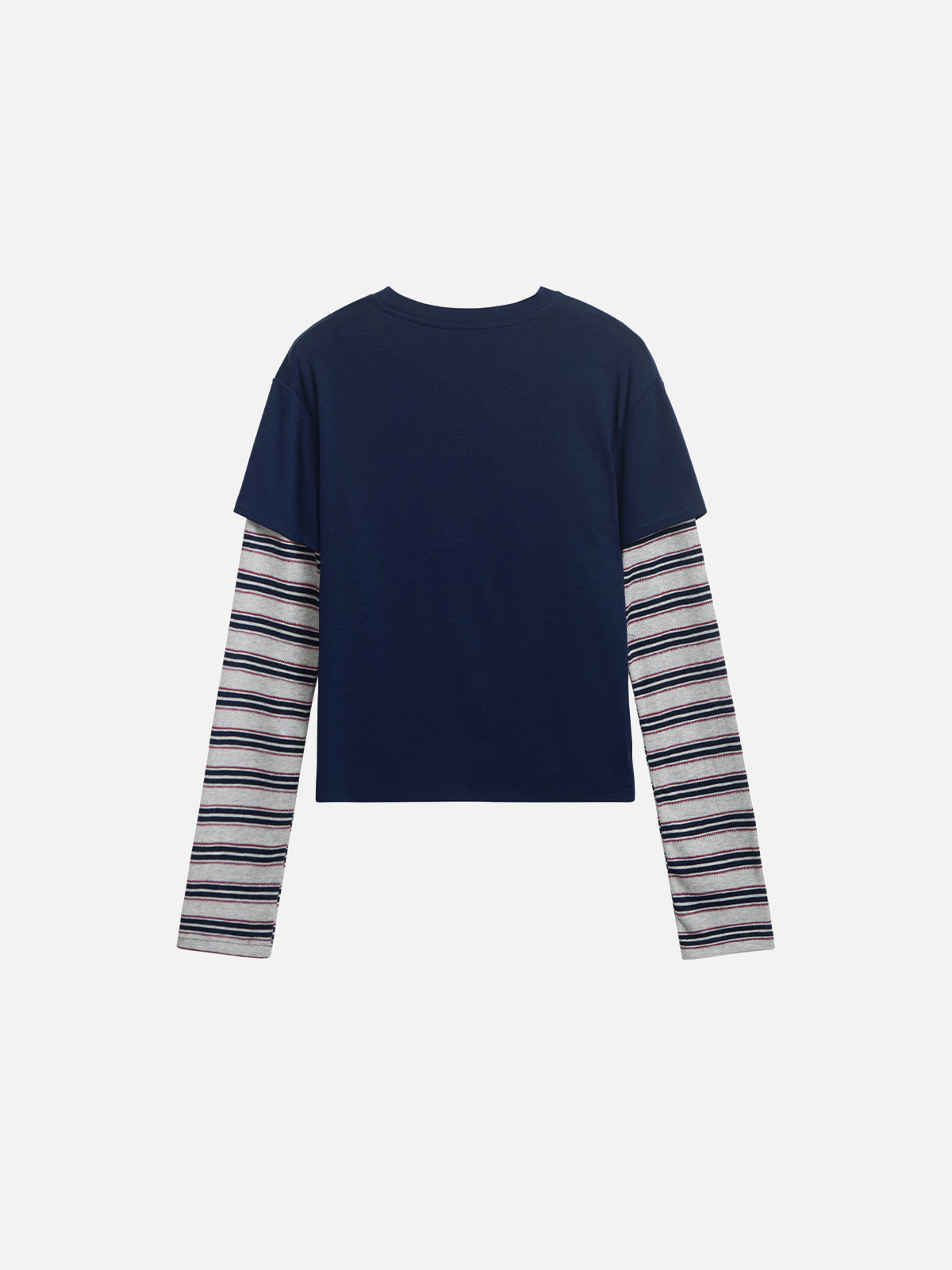 Pixel Figure Striped Double-Layer Long-Sleeve Boxy T-Shirt