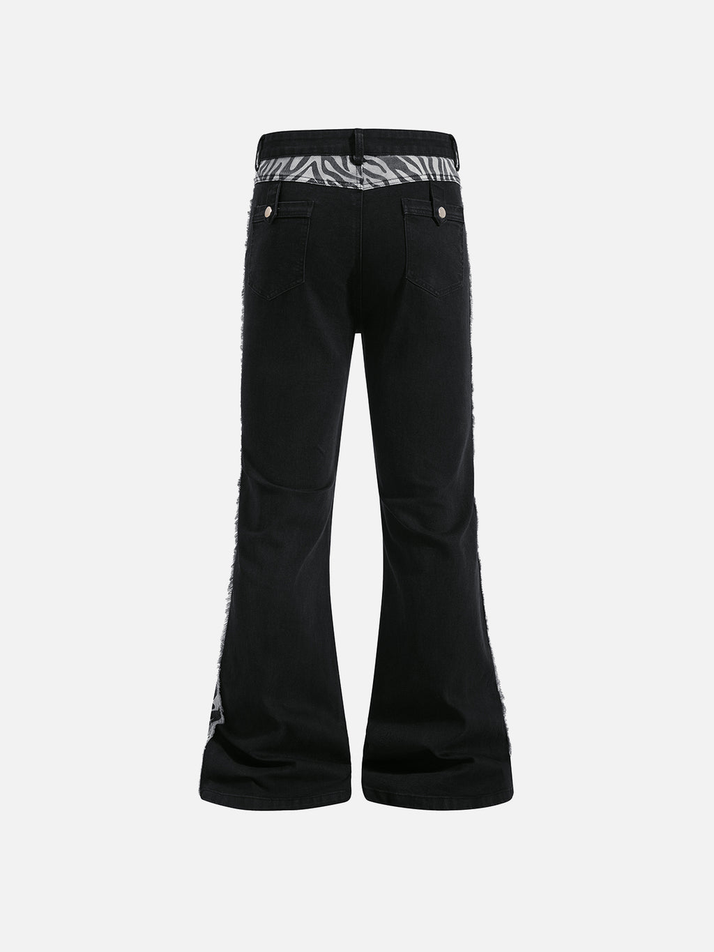 Zebra-Print Raw-Hem Flared Jeans