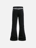 Zebra-Print Raw-Hem Flared Jeans