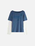Letter-Print Layered-Look Boxy Top